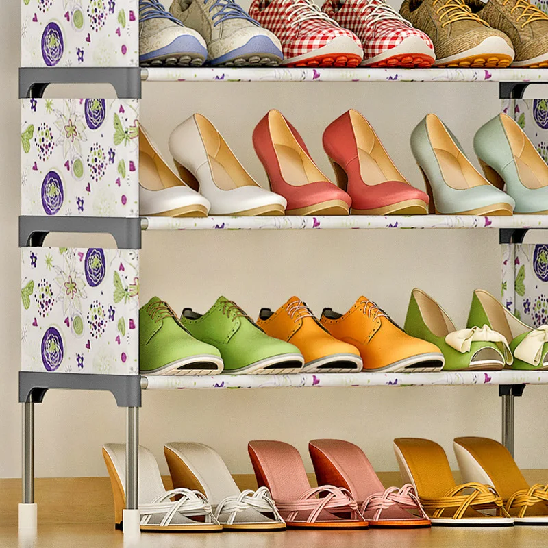 Fashion Shoe rack Non-woven 5 layer printing Easy Assembled Shoes Shelf Storage Organizer Stand Holder Living Room Furniture