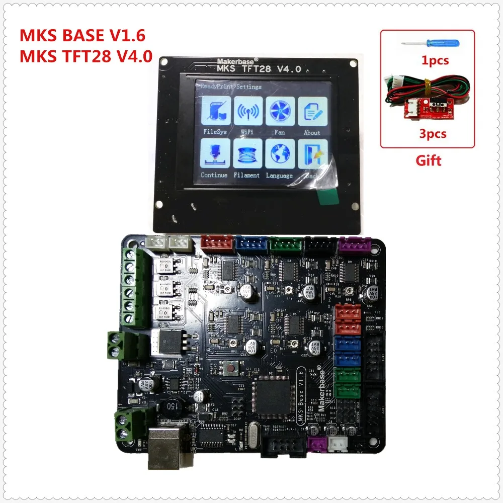 3d printer contol card MKS BASE v1.6 + MKS TFT28 touch screen all in one controller starter kits imprimante Reprap control panel