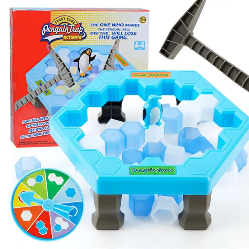

Large Size Penguin Trap Crush Ice Puzzle Fun Table Game Balance Ice Cubes Save Penguin Icebreaker Beating Interactive Game Gifts