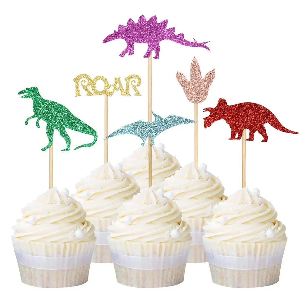 

12Pcs Dinosaurs Cupcake Toppers Roar Jungle Theme Party Kid Birthday Baby Shower Cake Decoration Party Favor Supplies