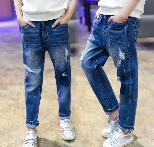 

Teen Girls Jeans Kids Girl Spring Autumn Casual Long Denim Pants Children Fashion Hole Pencil Trousers