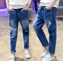 Teen Girls Jeans Kids Girl Spring Autumn Casual Long Denim Pants Children Fashion Hole Pencil Trousers jumping meters new striped girls legging pants 2018 fashion cotton trousers girls clothing children autumn kids pencil pants