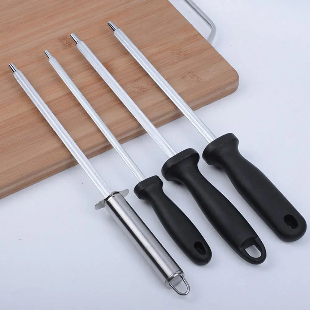 

Kitchen Chefs Knife Sharpener Steel Rod Handle Grinder Whetstone Sharpening Tool New