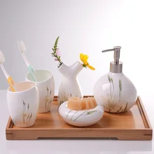 Набор для чистки ванной комнаты керамическая комбинация европейский набор из пяти частей костяного фарфора простой современный европейский стиль LO87155