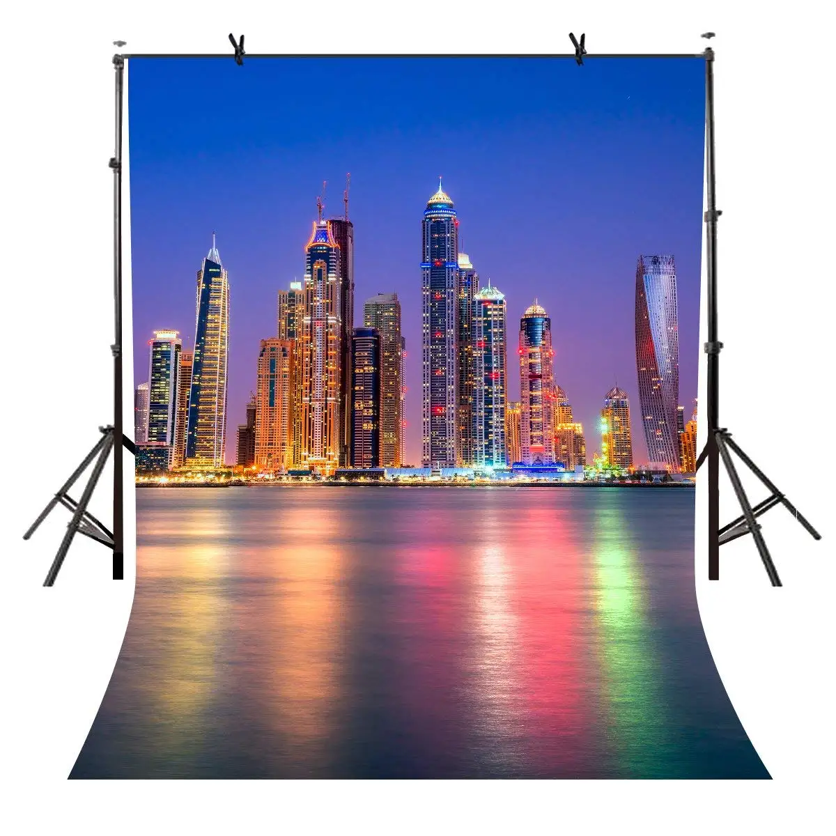 

5x7ft City Night Backdrop Waterfront City Night Photography Background and Studio Photography Backdrop Props