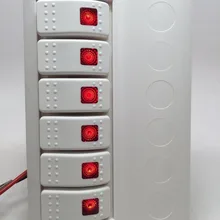 12-24 В Морская Лодка Водонепроницаемый белый переключатель панели 6 банды переключатель с голубыми светодиодами выключатель