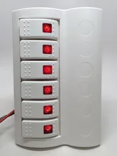 12-24 V 6 GANG MARINE BOAT PAINEL INTERRUPTOR BRANCO À PROVA D' ÁGUA LED AZUL ROCKER CIRCUIT BREAKER