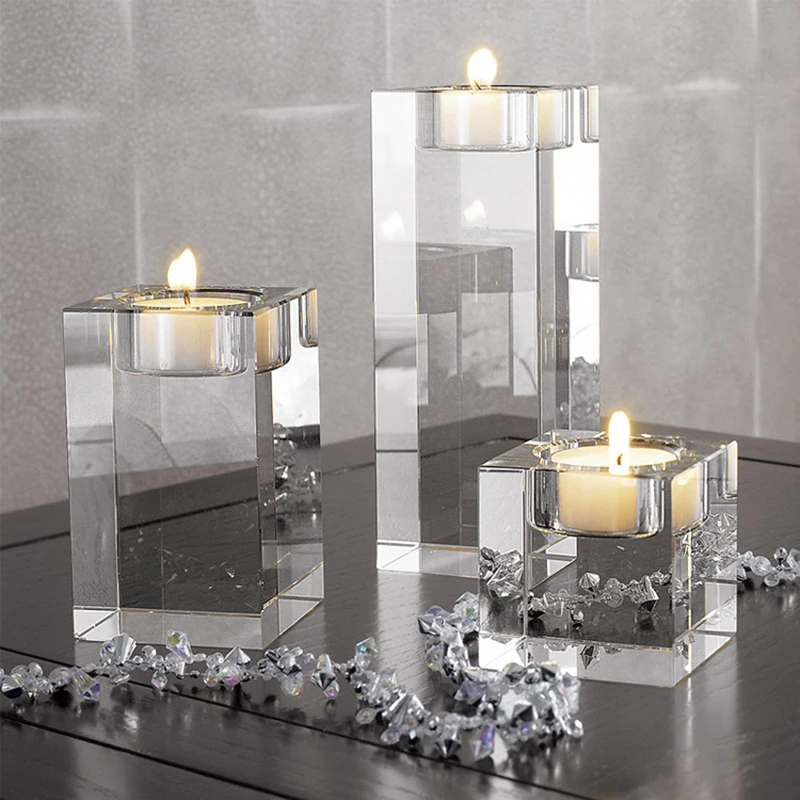 PEANDIM K9 Crystal Wedding Candle Holder Candlestick Party Home Glass Candle Strands Bonus 3pcs Candles