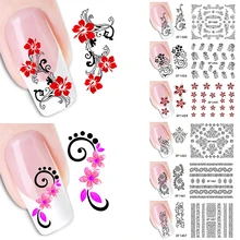 Coloré 10 Style mixte ongle fleur autocollant fleur timbre décalcomanies Nail Art manucure décalcomanies décoration temporaire tatouages(China)
