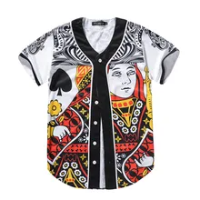 Модная рубашка с короткими рукавами и принтом для мужчин, открытая стежка, Harajuku, 3D Король, королева, Повседневная рубашка в стиле хип-хоп, Camisa Fit Masculina, мужская одежда