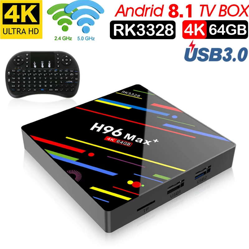 

H96 MAX Plus Android 8,1 smart TV Box 4 GB RAM 64 GB ROM Set Top Box RK3328 2,4 g/5G Wifi 4 K H.265 4 GB 32 GB Media Player