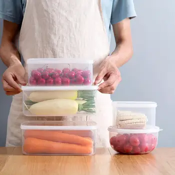 

OTHERHOUSE 1Pcs Kitchen Storage Containers Plastic Container with Soft Lid Clear Box Refrigerator Organizer Keep Food Fresh