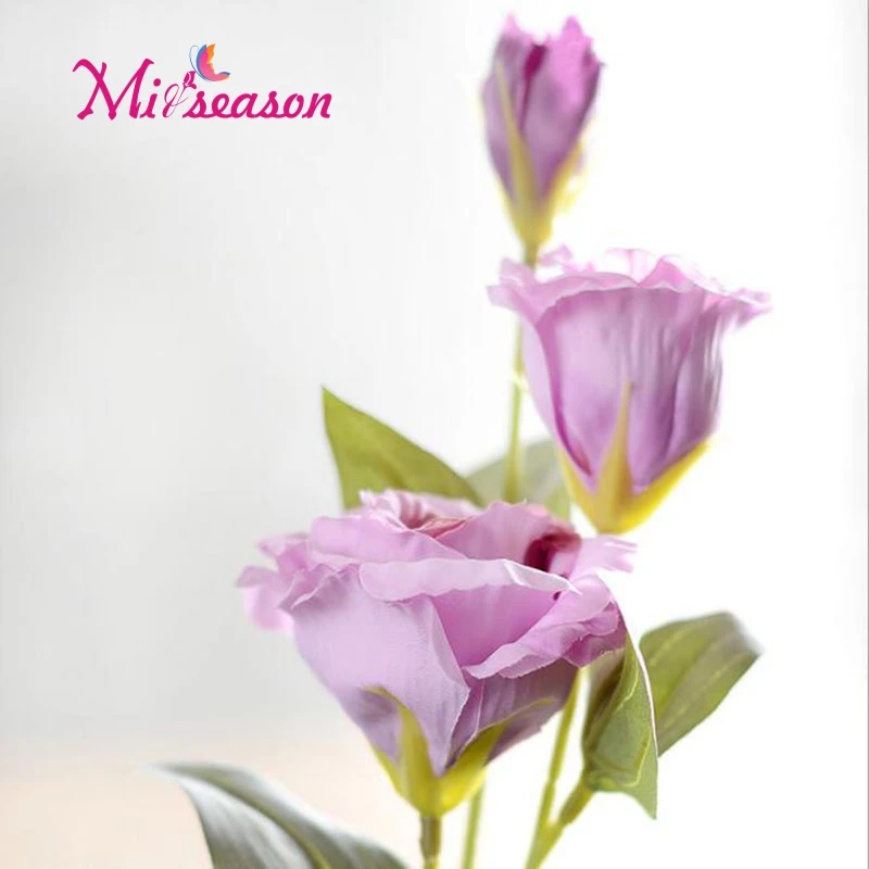 5 шт. Европейский искусственный цветок 3 головы поддельные Eustoma филиал Gradiflorus Lisianthus Слик Цветы Свадебный Домашний Декоративный букет