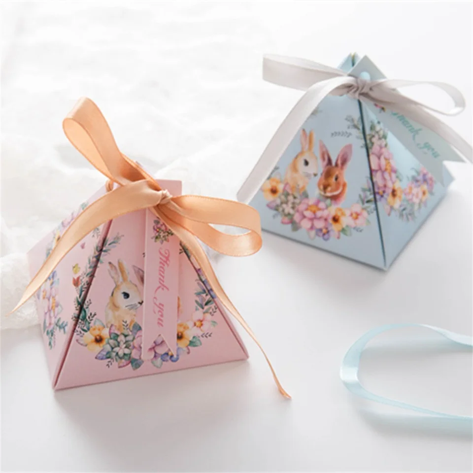 Tronzo Пасхальный кролик подарочная коробка 10 шт упаковочная коробка для свадебных подарков милые кролики вечерние бумажные коробки для конфет на день рождения вечерние украшения