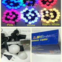 Наружного освещения 5 см большие размеры светодиодный шар гирлянды светодиодные AC220V белый/теплый белый/RGB свет Рождества