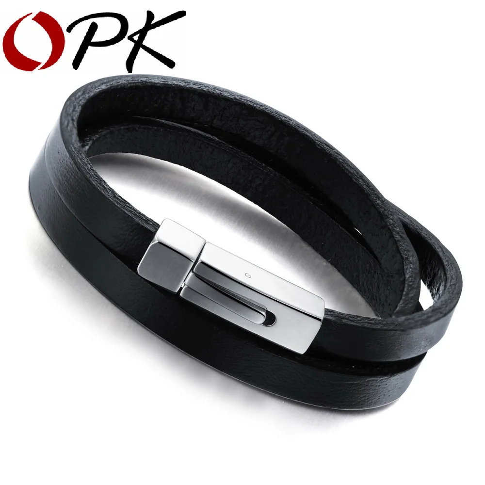 Мужские классические трехслойные браслеты из натуральной кожи PH908|jewelry laser welding