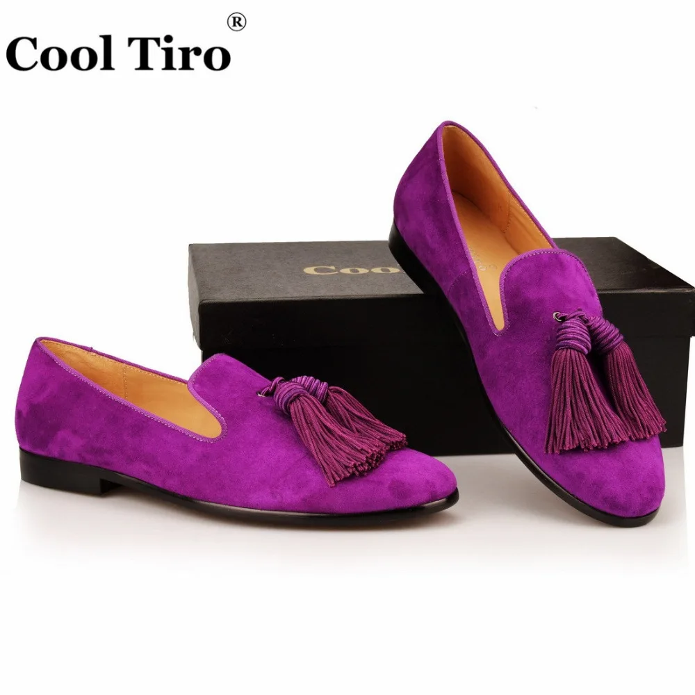 purple Tassel Men Loafers Suede SLIPPERS Flat (6)