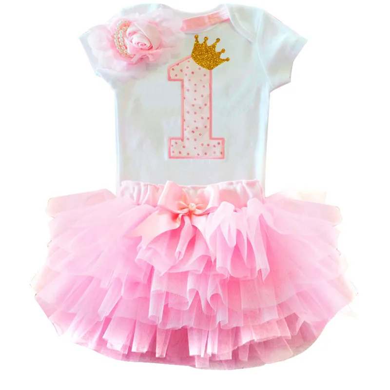 1 год Платье для маленьких девочек платье-пачка принцессы для девочек tolldler детская одежда крестильное платьице для малышей 1st одежда на первый день рождения vestido de bebes кукла трансфер - Цвет: 2-pink