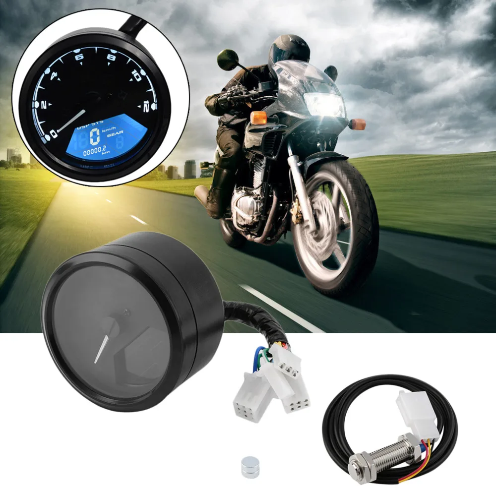 

High Quality LCD Digital Tachometer Speedometer Odometer Motorcycle Motorbike 12000RPM