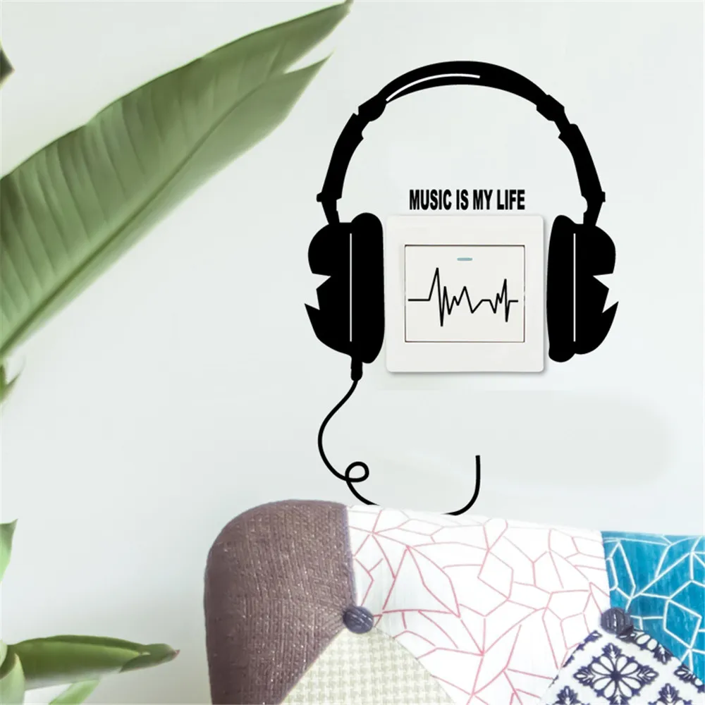 

Headphones Light Switch Wall Stickers Home Decor Cartoon Animals Wall Decal Creativity Bedroom Living room Wall DIY Decal
