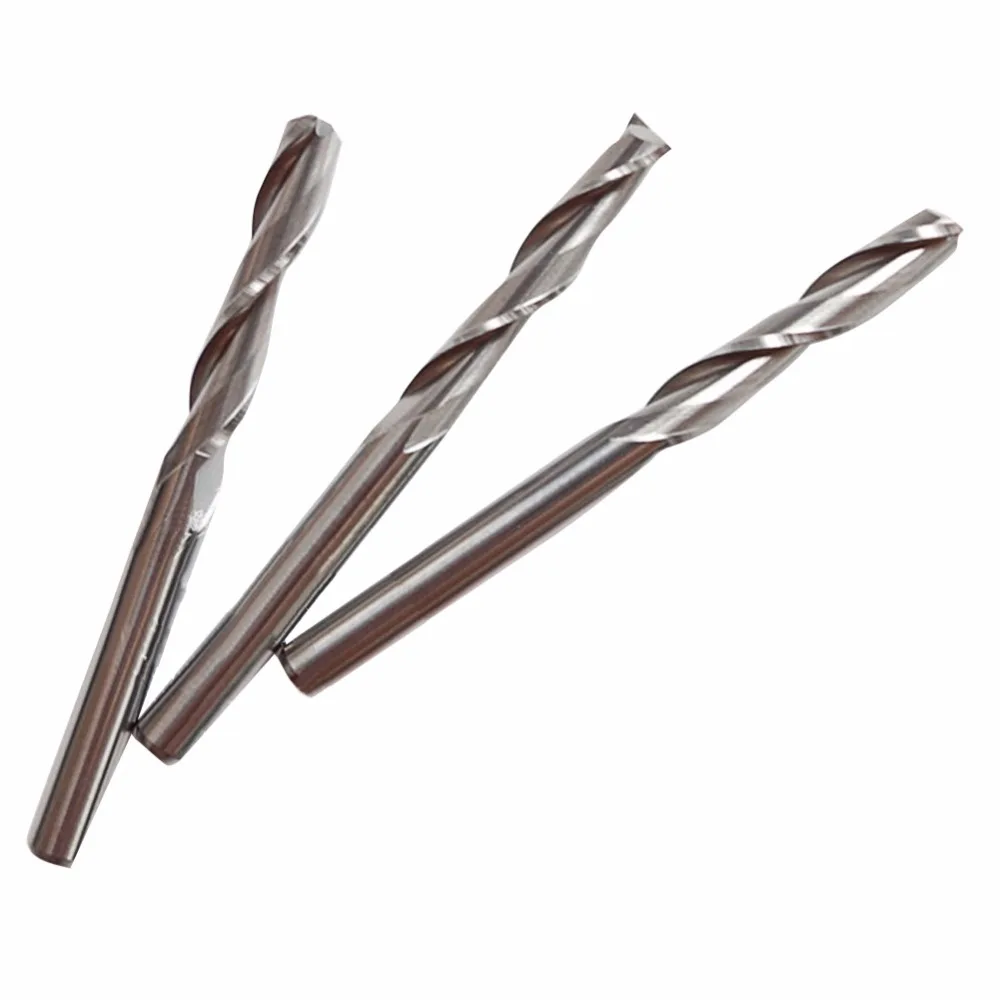 10pcs 3.175 x 15mm 2Flute Tungsten Steel Dual Blade Screw Router Drill