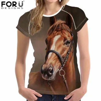

FORUDESIGNS T-shirt Women Harajuku Tops Tees Craze Horse Printing Teens Girls T Shirts Feminism Ladies Casual Tshirts Plus Size