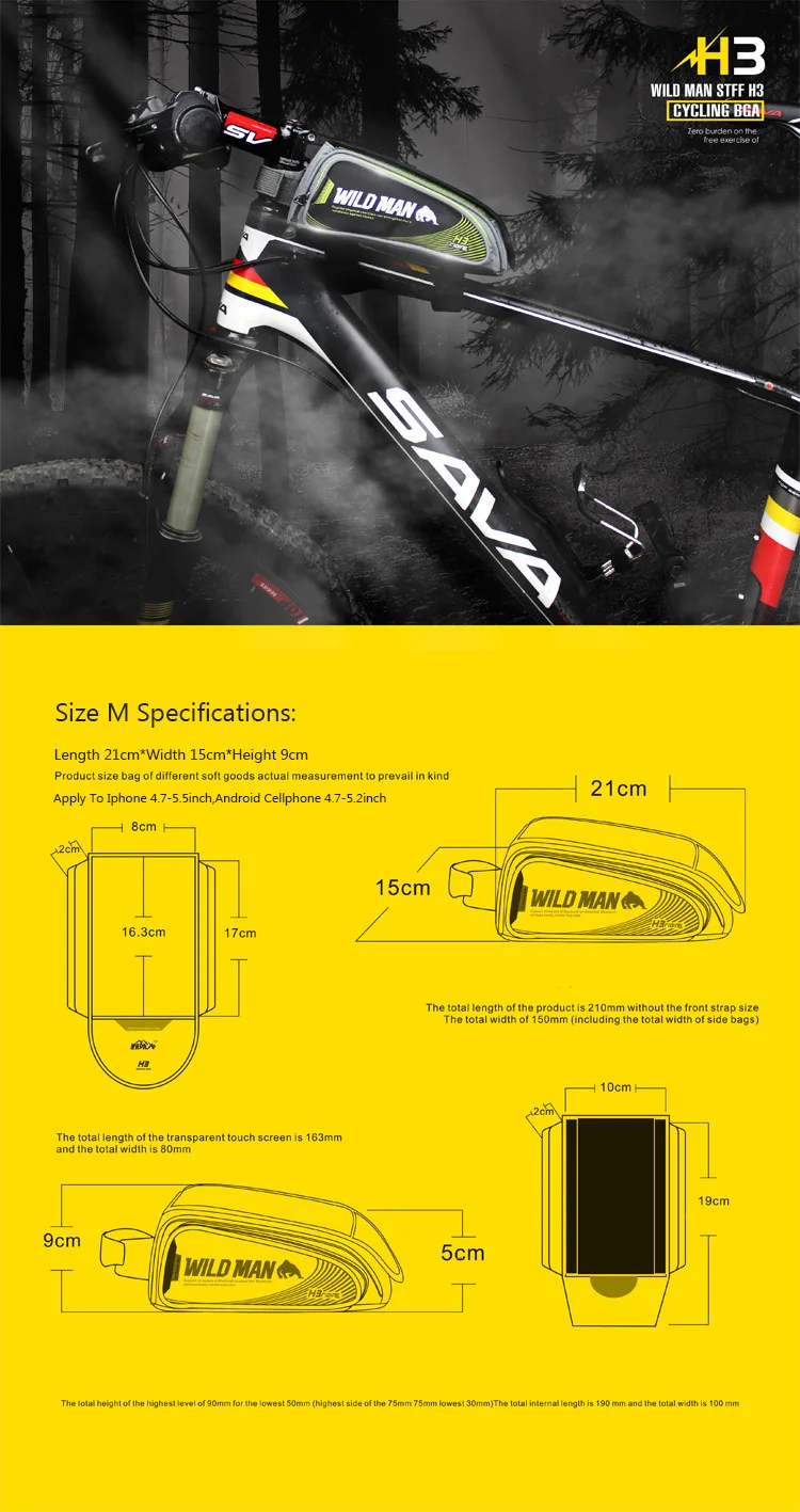 Best Bike Bag MTB Road Waterproof Reflective Touchscreen 6.2" Phone Case Cycling Bicycle bag Top Front Tube Frame Bag Accessories 4 8
