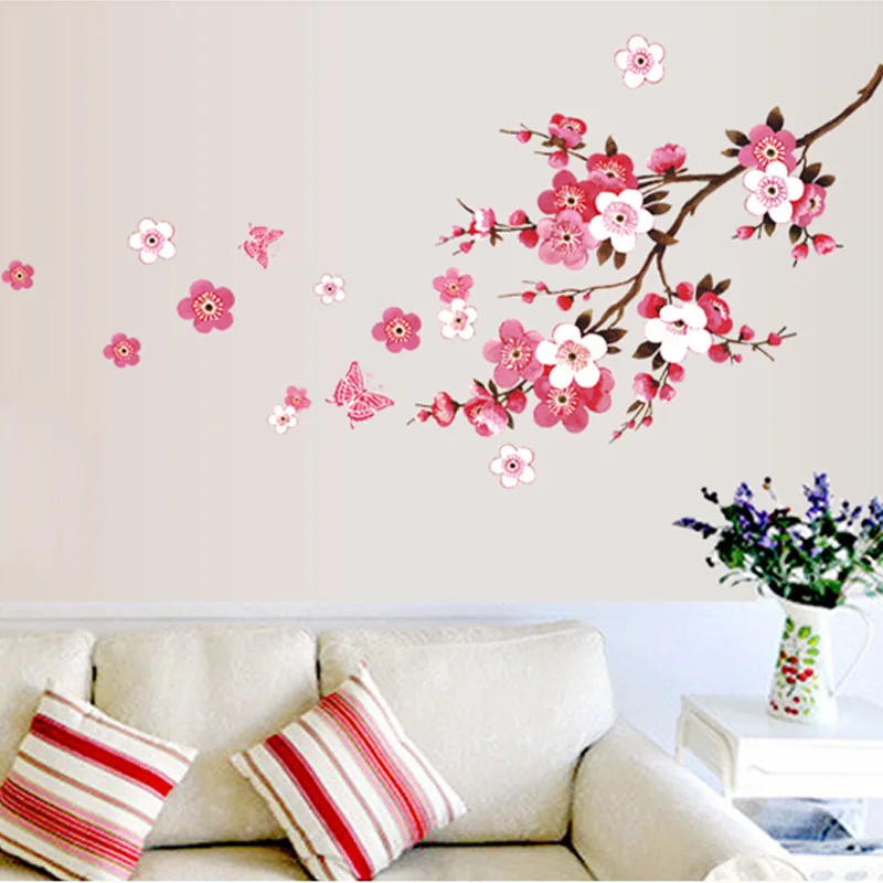 

% wholesale beautiful sakura wall stickers living bedroom decorations 739. diy flowers pvc home decals mural arts poster
