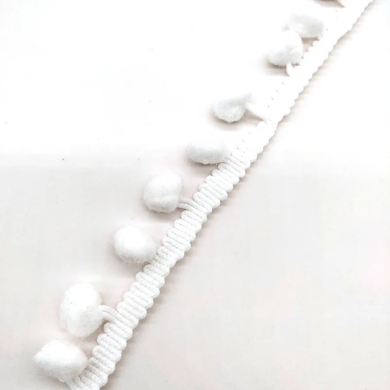 Красивый 2 ярда помпон отделка шар 20 мм Мини жемчужный помпон лента с бахромой швейная кружевная трикотажная ткань ручная работа, сделай сам, Ремесло АКСЕССУАРЫ - Цвет: White