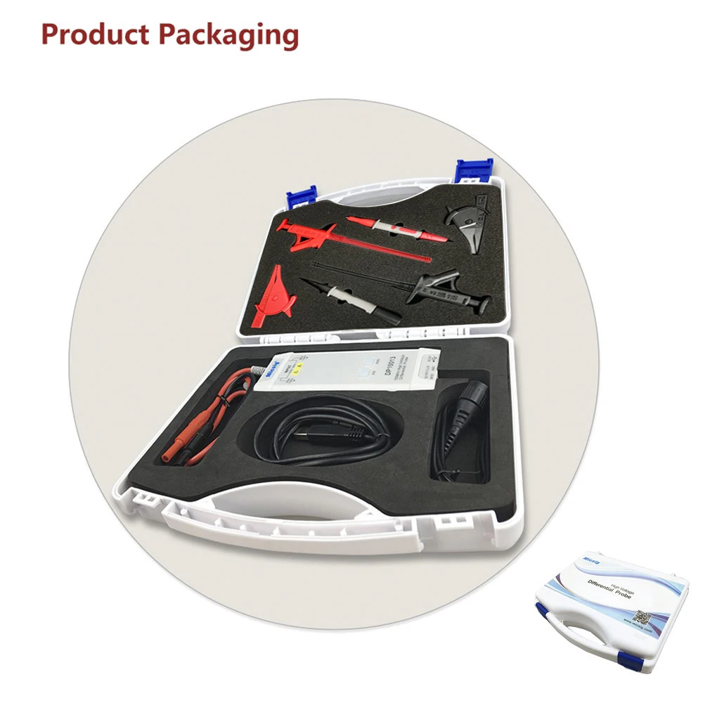 

Micsig Oscilloscope 1300V 100MHz High Voltage Differential Probe DP10013 kit 3.5ns Rise Time 50X / 500X Attenuation Rate