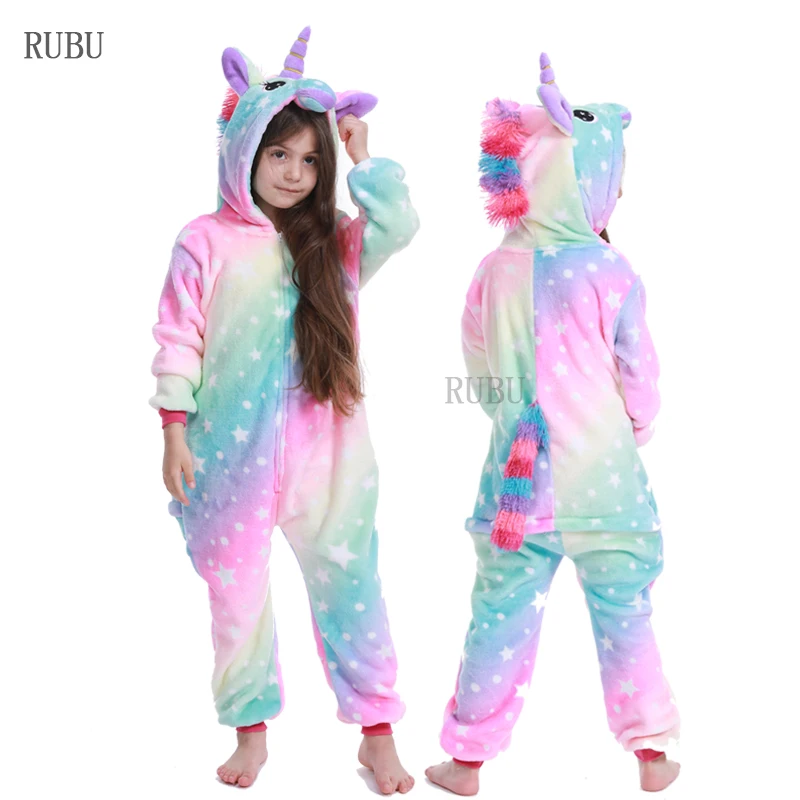 New Kids Kigurumi Panda Blanket Overalls Jumpsuit Baby Children Animal Unicorn Pajamas Onesie Cosplay Boy Girl Sleepwear Costume - Цвет: Star Unicorn