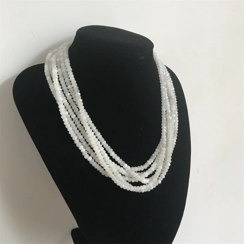 

6 Layers Faceted White Jades Sapphires Emeralds Burgundy Rubies Jaspers Necklaces Hot Fashion Multilayer For Women Bijoux Luxury
