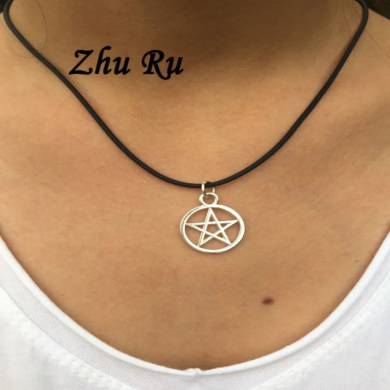 ZHU RU 2018 Women star pentagram Religious imprint Necklaces &amp Pendants Necklace Charm Bar statement for girl gift | Украшения и