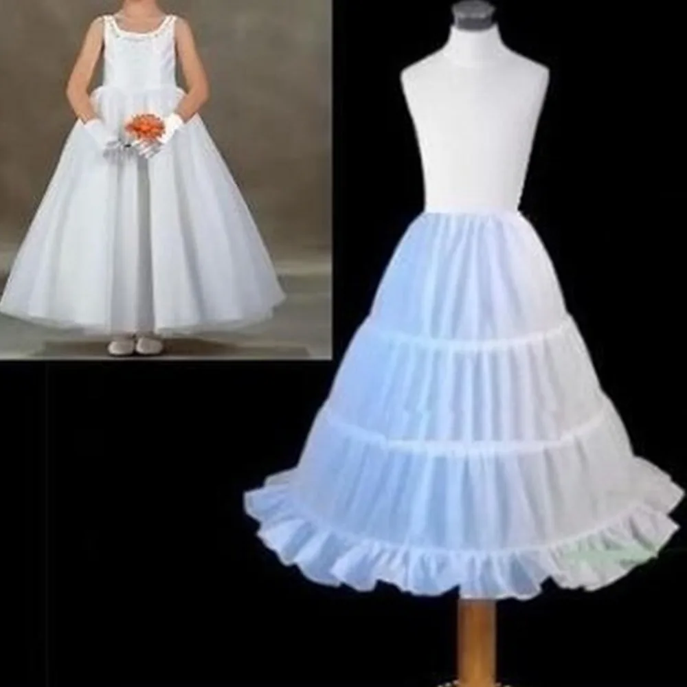 3-Hoops-White-A-Line-Skirt-2019-Top-Quality-Petticoat-Child-Made-Flower-Girl-Dress-Puffy