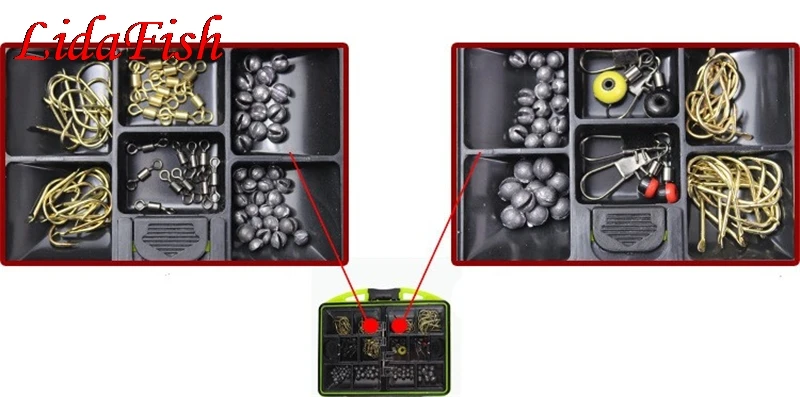 24 отделения Высокоуглеродистая сталь рыболовные снасти коробка полный загруженный крюковая ложка водостойкие Вертлюги рыболовные