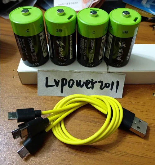 ZNTER 1,5 V 3000mAh перезаряжаемый C размер 4500mwh Li-Po usb аккумулятор - Цвет: 4pcs with usb cable