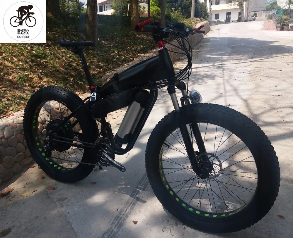 Best Kalosse Hydraulic brakes  fat  bike   Beach bicycle  27 speed M390     48V 1000W  26*4.0 tires   electrical snow bike 1