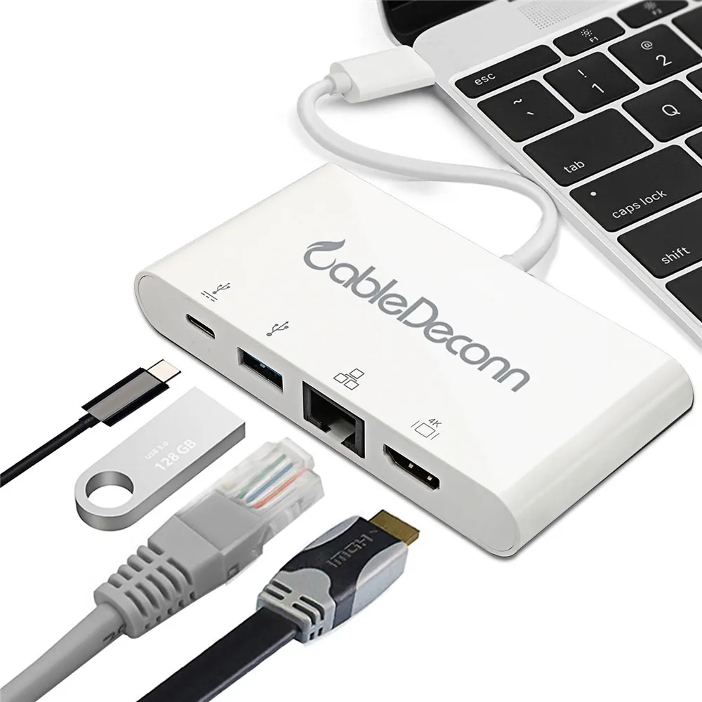 Док станция USB C для HDMI 4K Type c адаптер Ethnernet RJ45 3 0 зарядный порт macbook pro 2017 dell xps| |