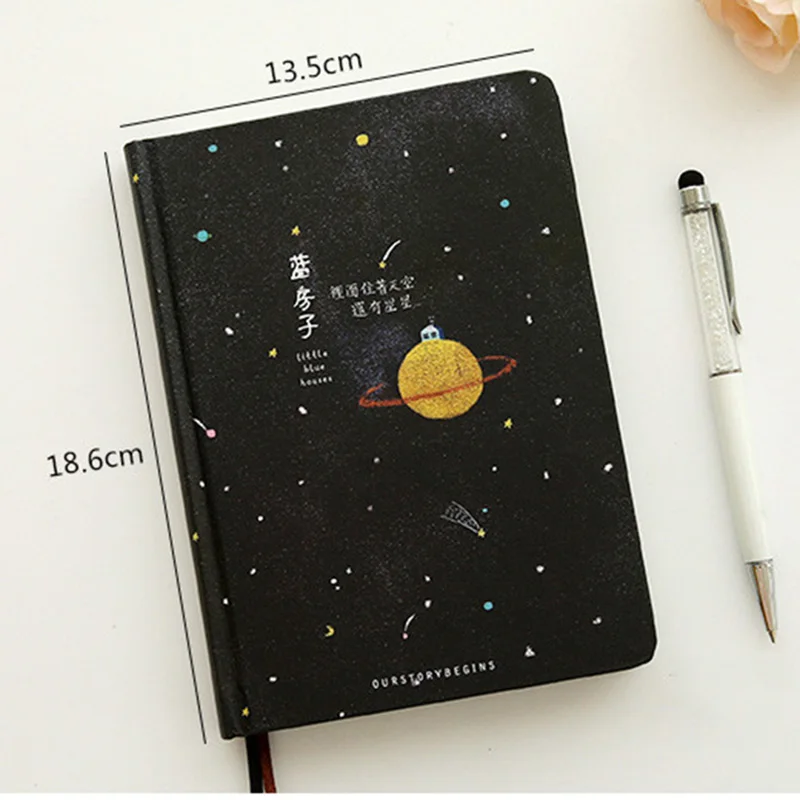 Creative trend Color Pages A5 Notebook Little Blue House Diary Book Hardcover diary Stationery School Supplies Black