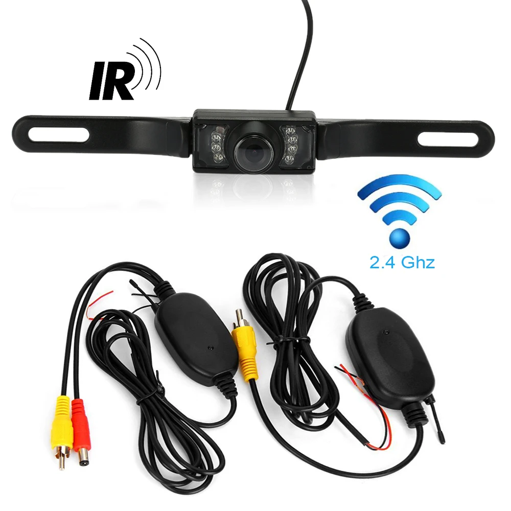 

Car Waterproof IR Night Vision Car Rearview Camera 7 LED + Wireless Transmitter & Receiver Rear View Camera Free shipping