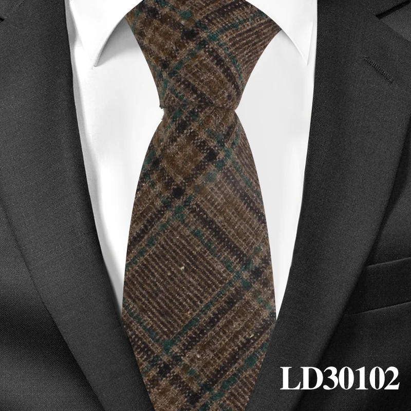 Новые шерстяные узкие галстуки, шерстяной галстук для мужчин, костюмы для мужчин, клетчатый полосатый галстук для шеи, галстуки для бизнеса, 7 см ширина, галстуки для жениха - Цвет: LD30102