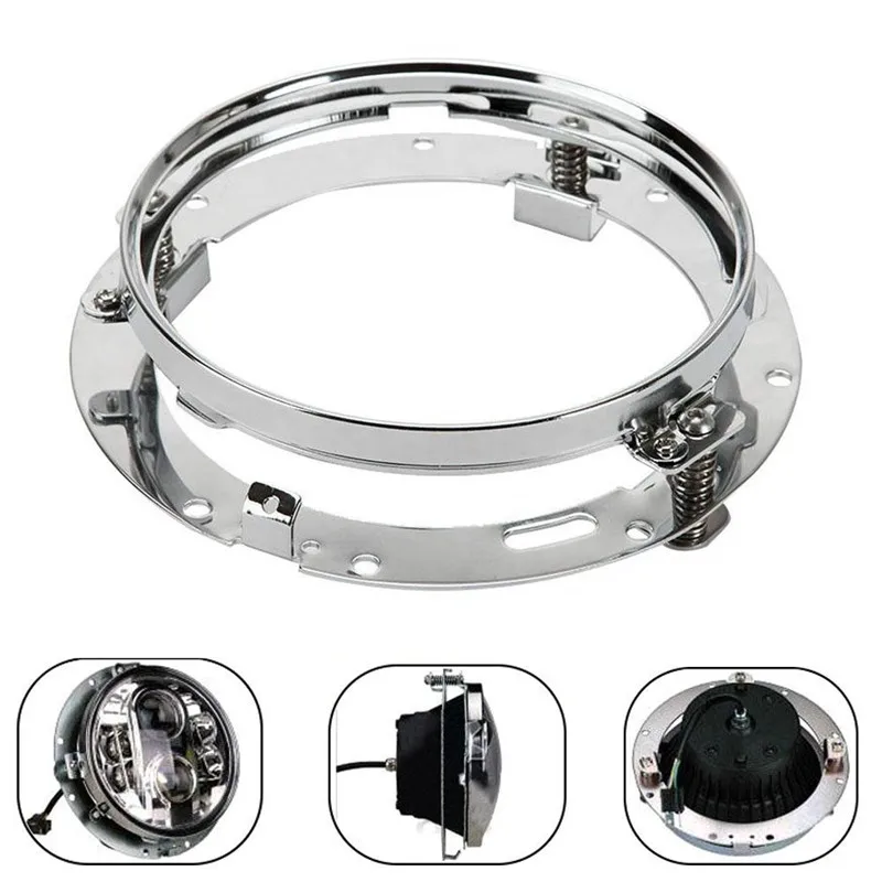 

1pcs 7" Silver Headlight Headlmap Bezel Trim Mounting Bracket Ring For Harley Motorcycle And any Other Cruiser Bike