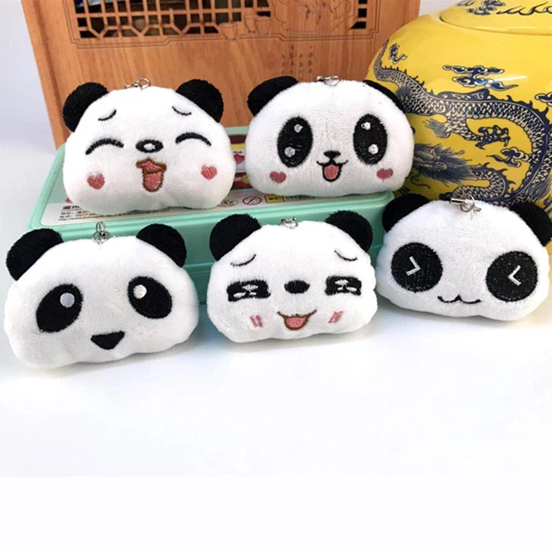 

Fashion Cute Panda Plush Toys Animal Key Ring Chain Woman Bag Charms Bear Pompom Man Car Keychain Lovers Party Trinket Doll Gift