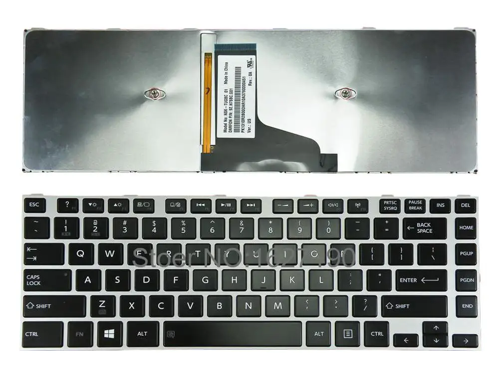 US Keyboard For TOSHIBA M40T SILVER FRAME BLACK Win8 Backlit PN9Z