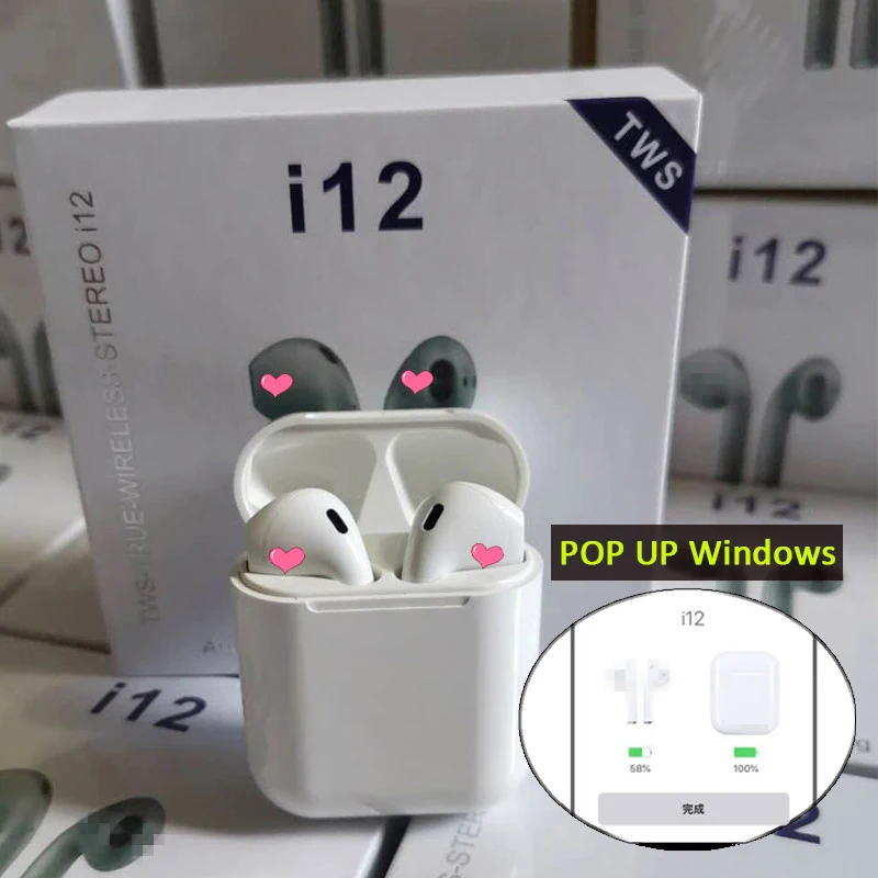 

2019 New Version POP UP i12 TWS Bluetooth Earphone Touch Control Wireless Earbuds 3D Surround Sound for iPhone Xiaomi Android