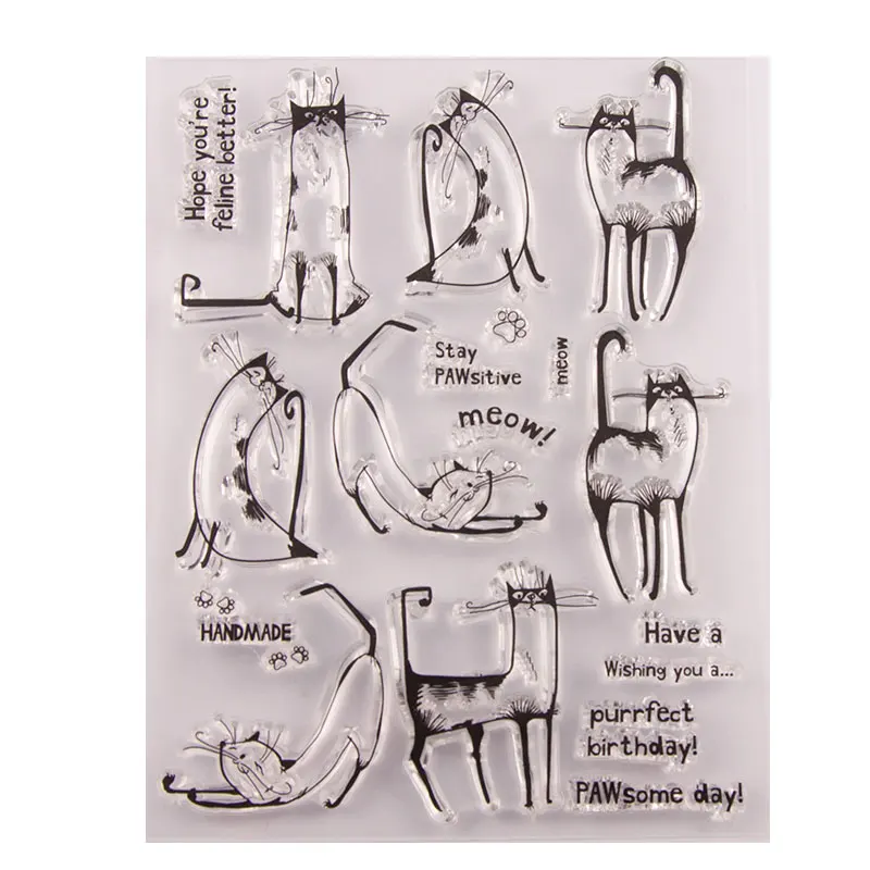 

Cute Cat Silicone Clear Stamp Seal DIY Scrapbook Embossing Album Decor Craft Art