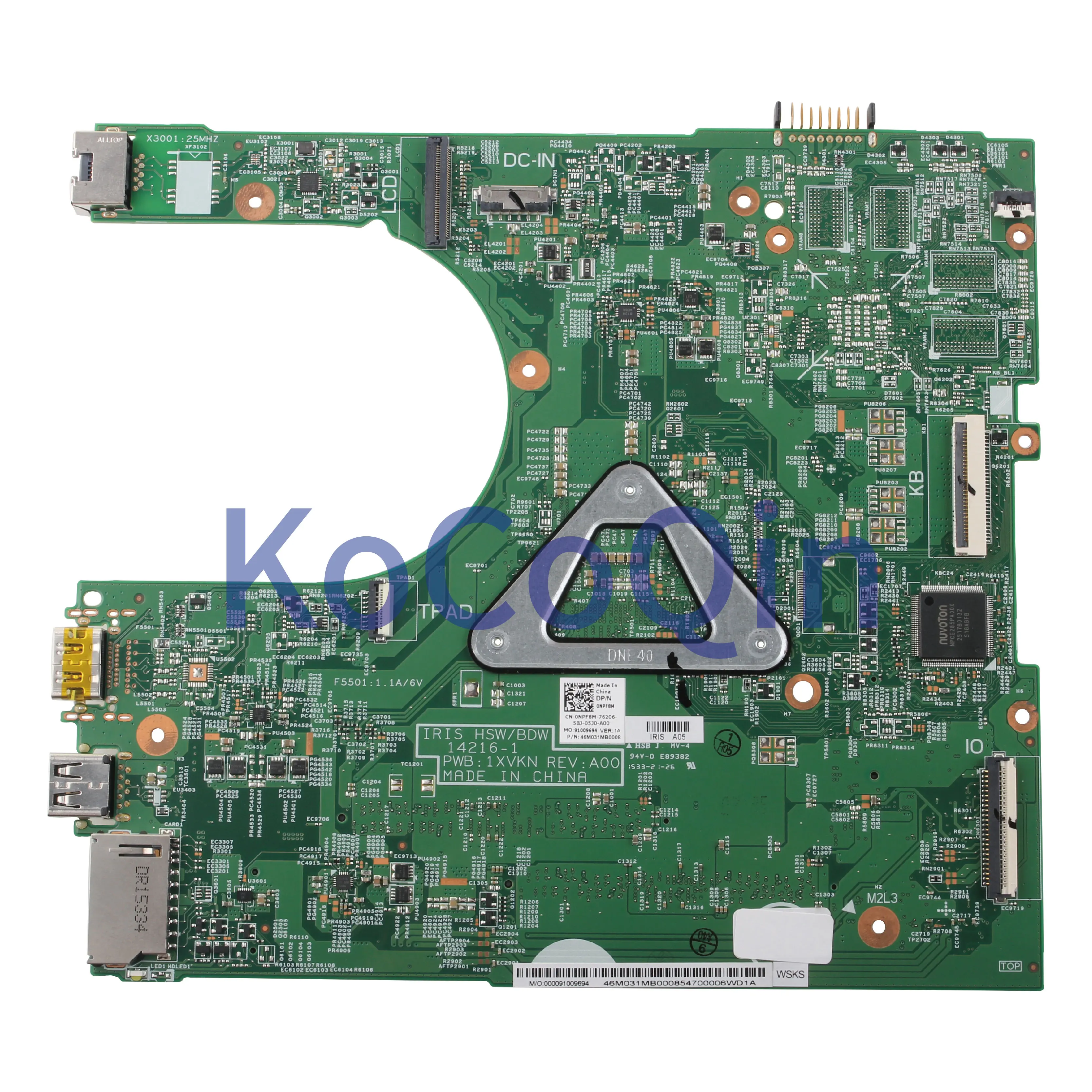 Very best  KoCoQin Laptop motherboard For DELL Inspiron 3458 3558 Core I5-5200U Mainboard 0NPF8M CN-0NPF8M 142