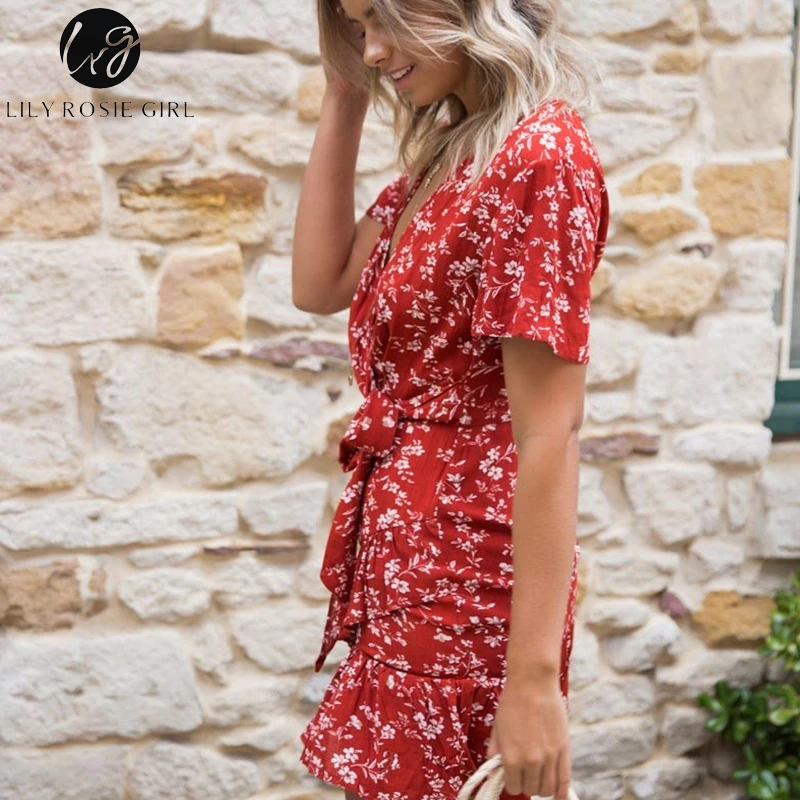 Lily Rosie Girl Сексуальное платье в стиле бохо с цветочным принтом повседневное