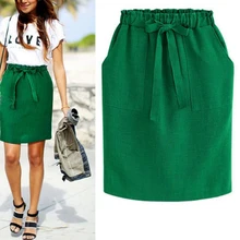 Женские весенне-Летние Элегантные миди-юбки женская s деловая юбка-карандаш хлопок эластичный облегающий талию, бедра юбка бант юбка зеленый