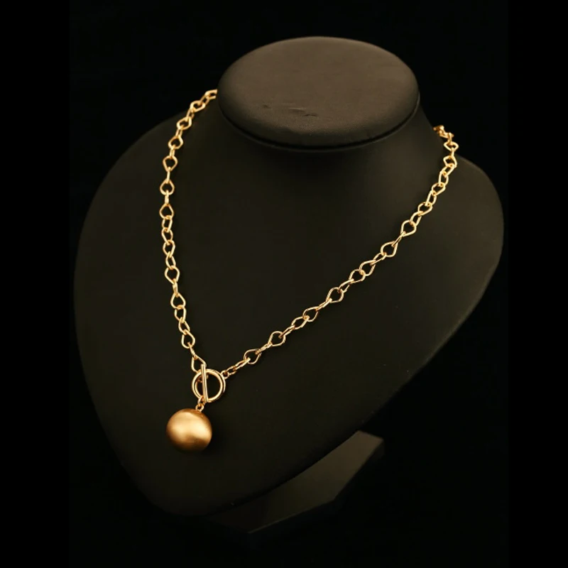 ABS big pearl pendant gold chain short necklace simple jewelry choker